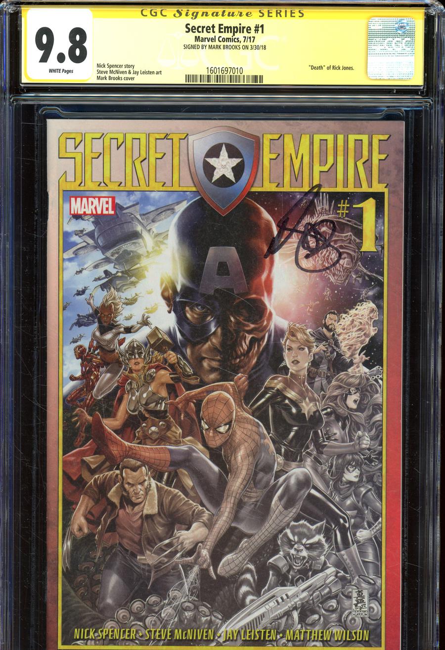 Secret Empire #1 Cover P Incentive Mark Brooks Premiere Variant Cover Signed By Mark Brooks CGC 9.8