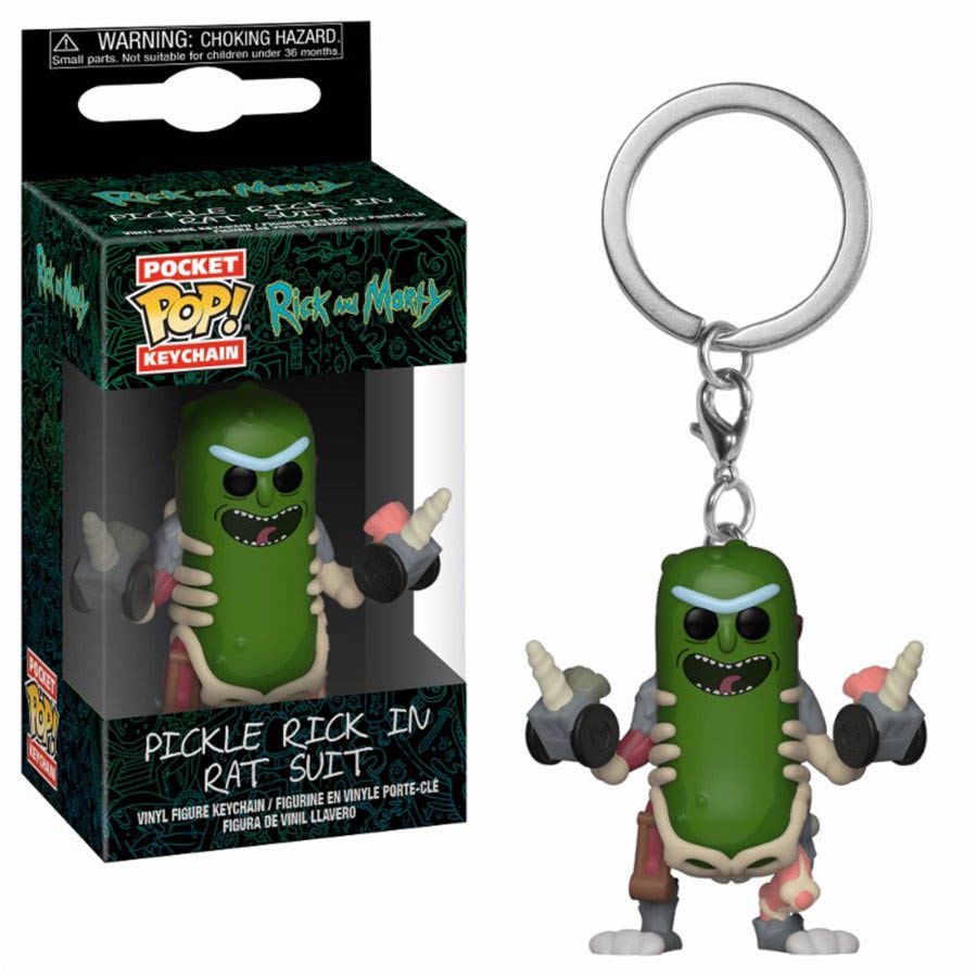 POP Rick And Morty Pickle Rick In Rat Suit Vinyl Pocket Keychain