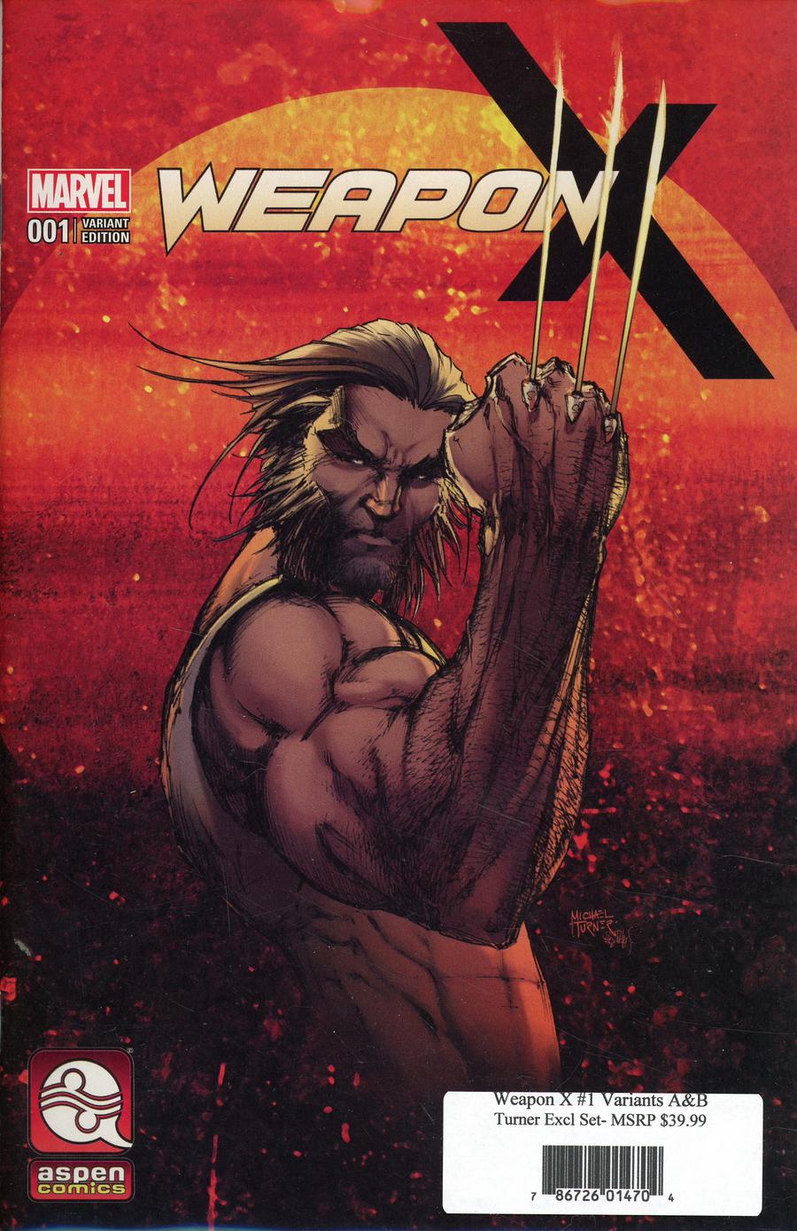 Weapon X Vol 3 #1 Cover I Michael Turner & Peter Steigerwald Aspen Comics Variant Cover A & B Set