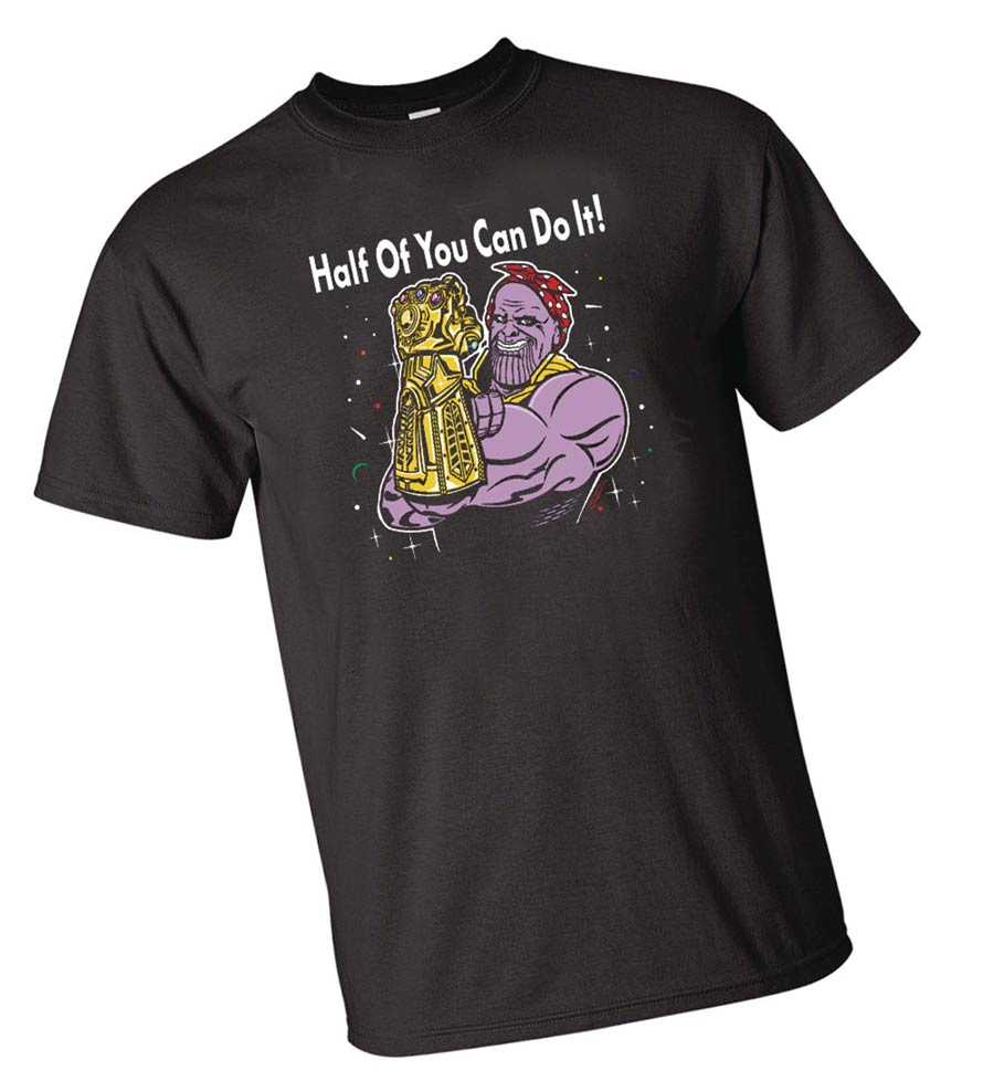 Marvel Heroes Half Of You Can Do It Black T-Shirt Large