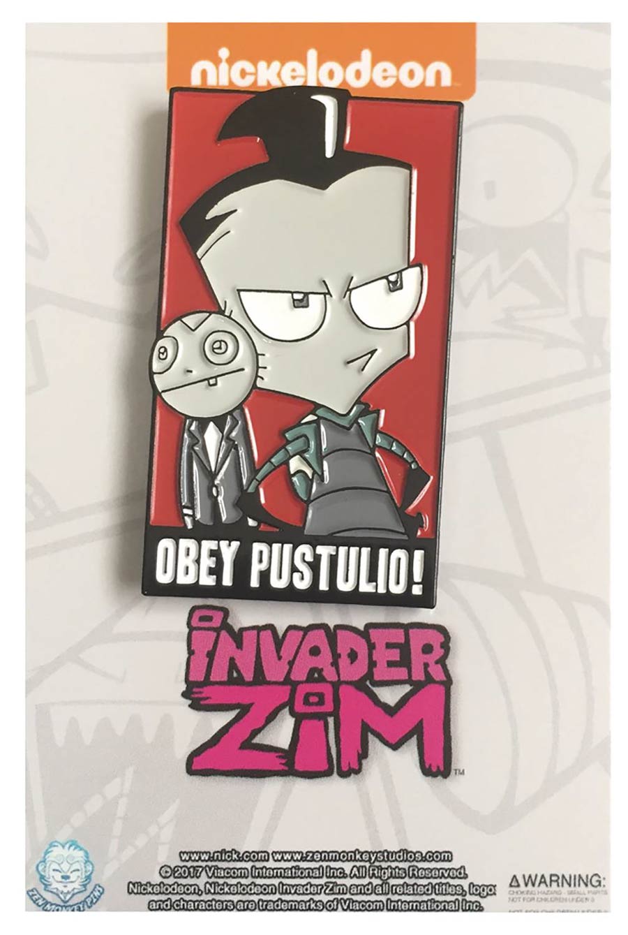 Invader Zim Enamel Pin - Obey Pustulio