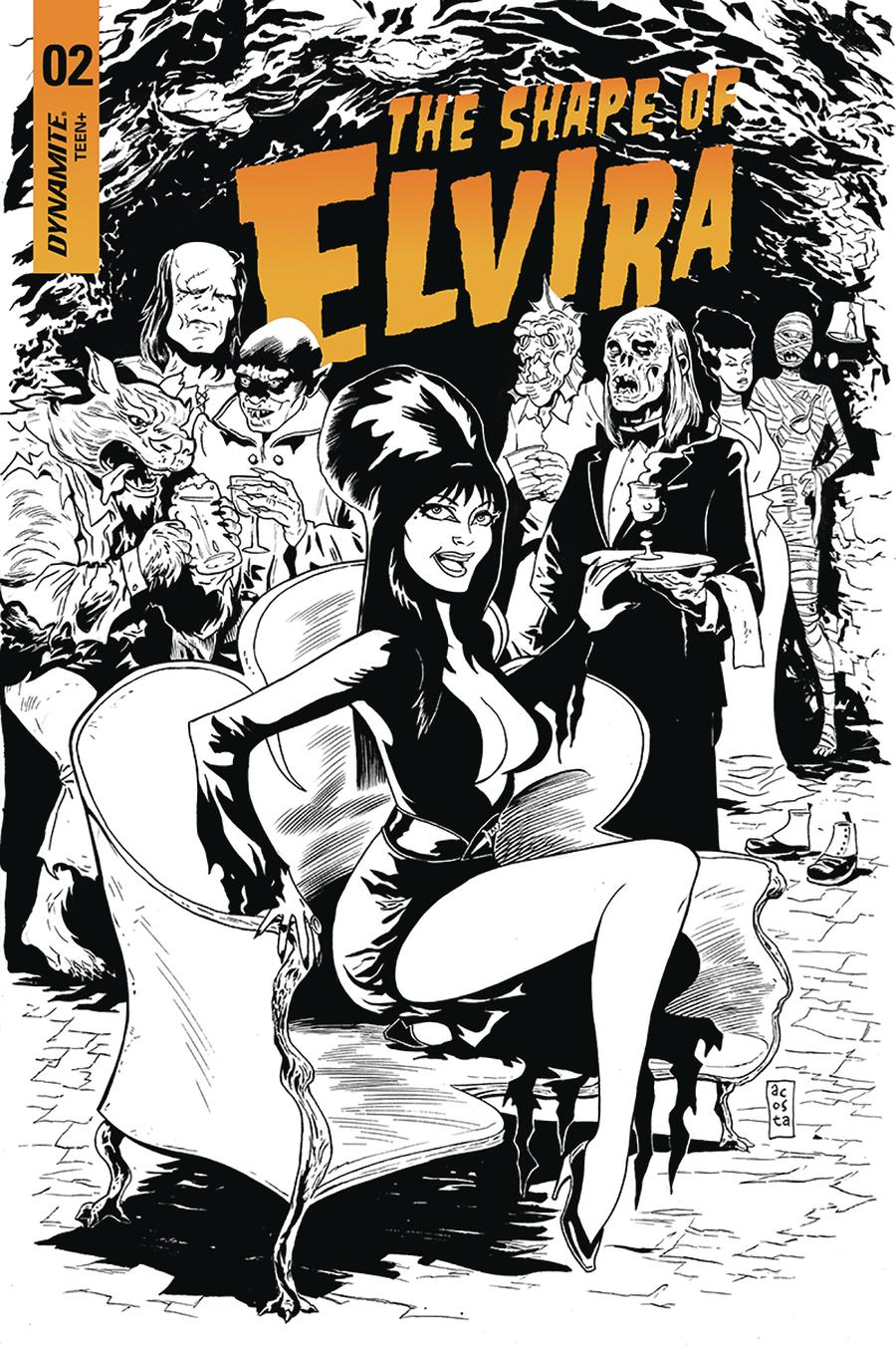 Elvira Shape Of Elvira #2 Cover G Incentive Dave Acosta Black & White Cover