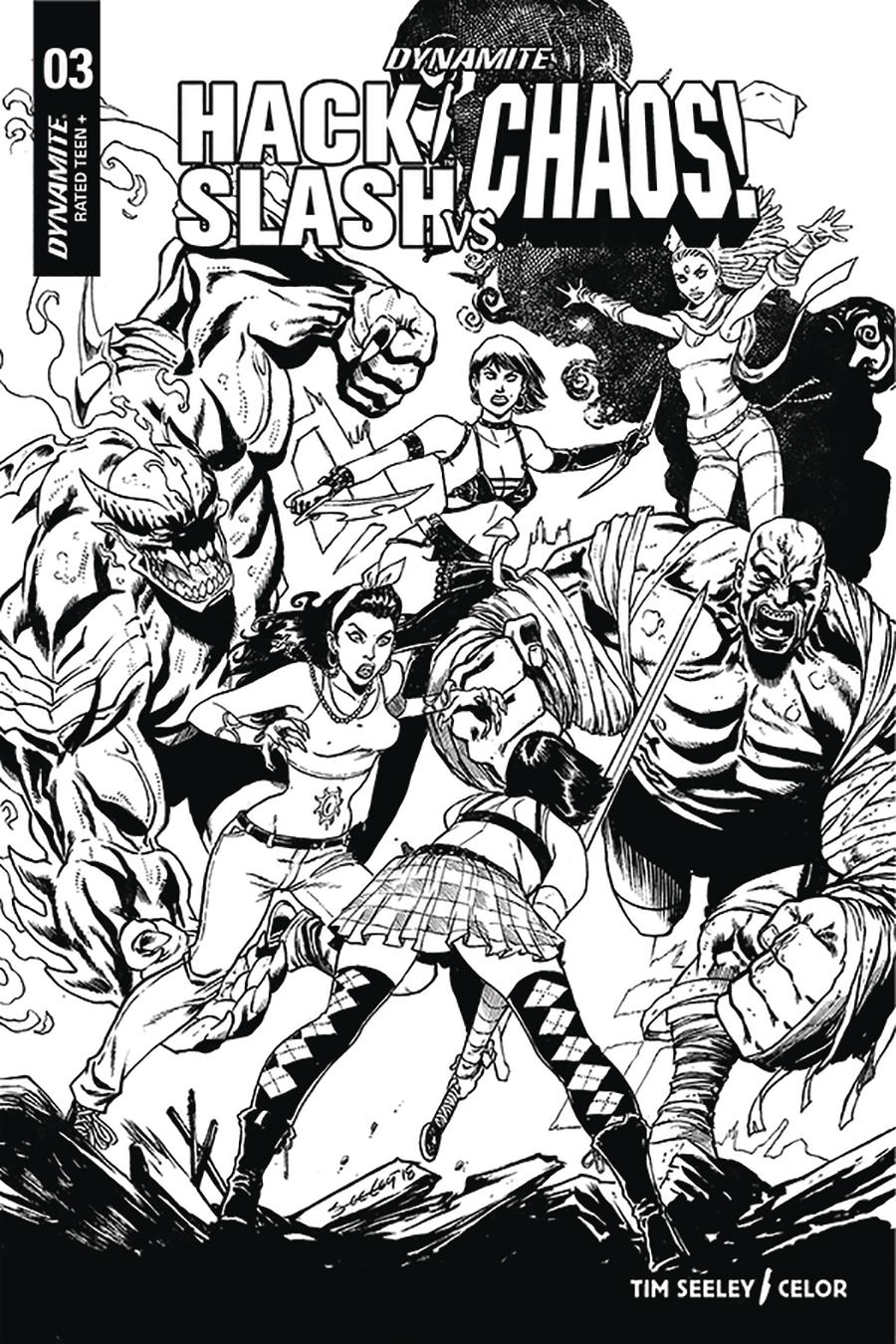 Hack Slash vs Chaos #3 Cover F Incentive Tim Seeley Black & White Cover