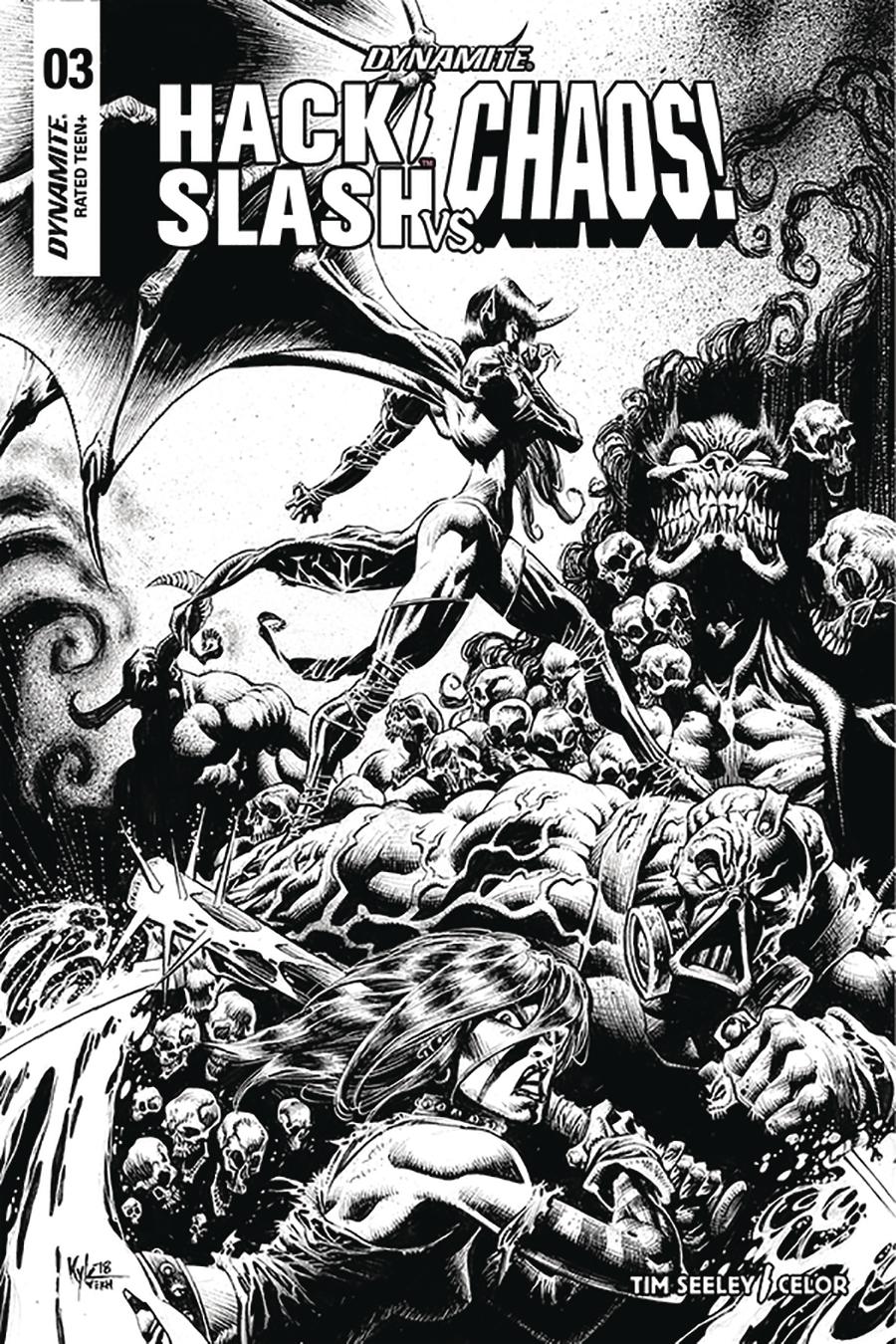 Hack Slash vs Chaos #3 Cover H Incentive Kyle Hotz Black & White Cover