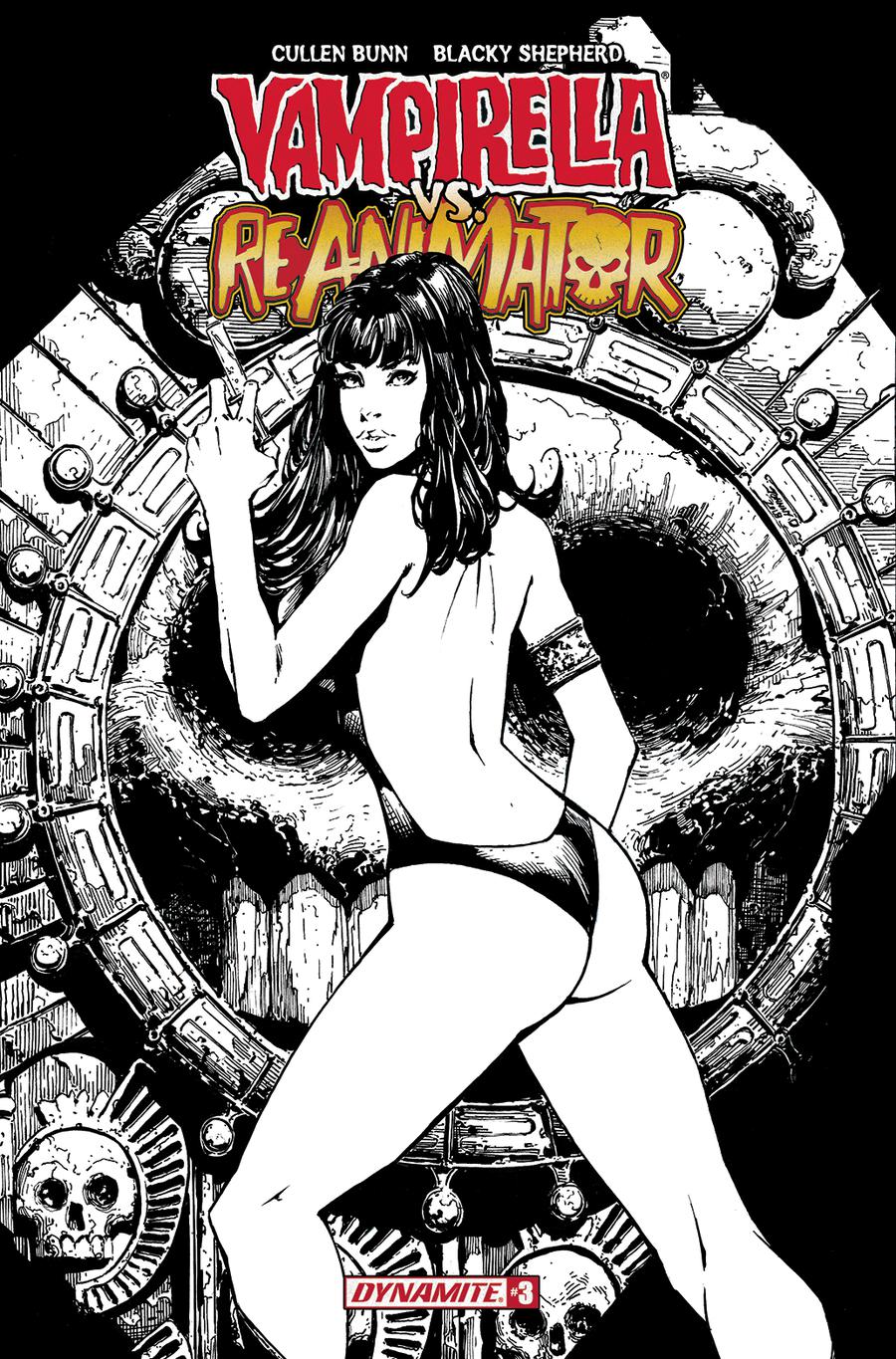 Vampirella vs Reanimator #3 Cover F Incentive Johnny Desjardins Black & White Cover