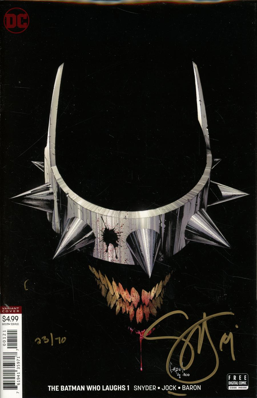 Batman Who Laughs #1 Cover I DF Greg Capullo Cover Gold Signature Series Signed By Scott Snyder