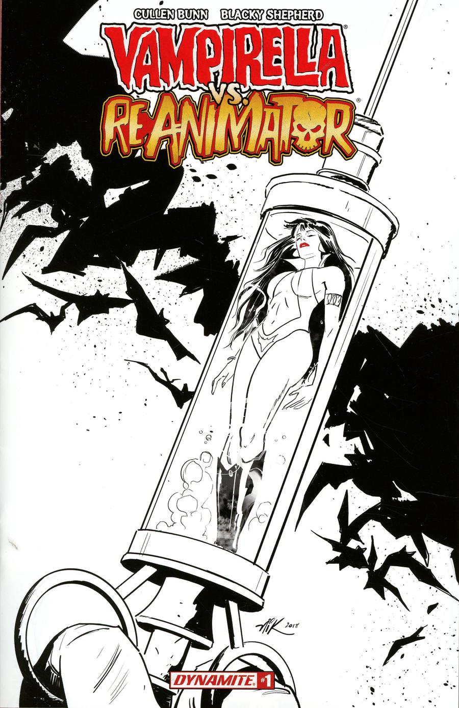 Vampirella vs Reanimator #1 Cover F Incentive Vampirella Seduction Black & White Cover