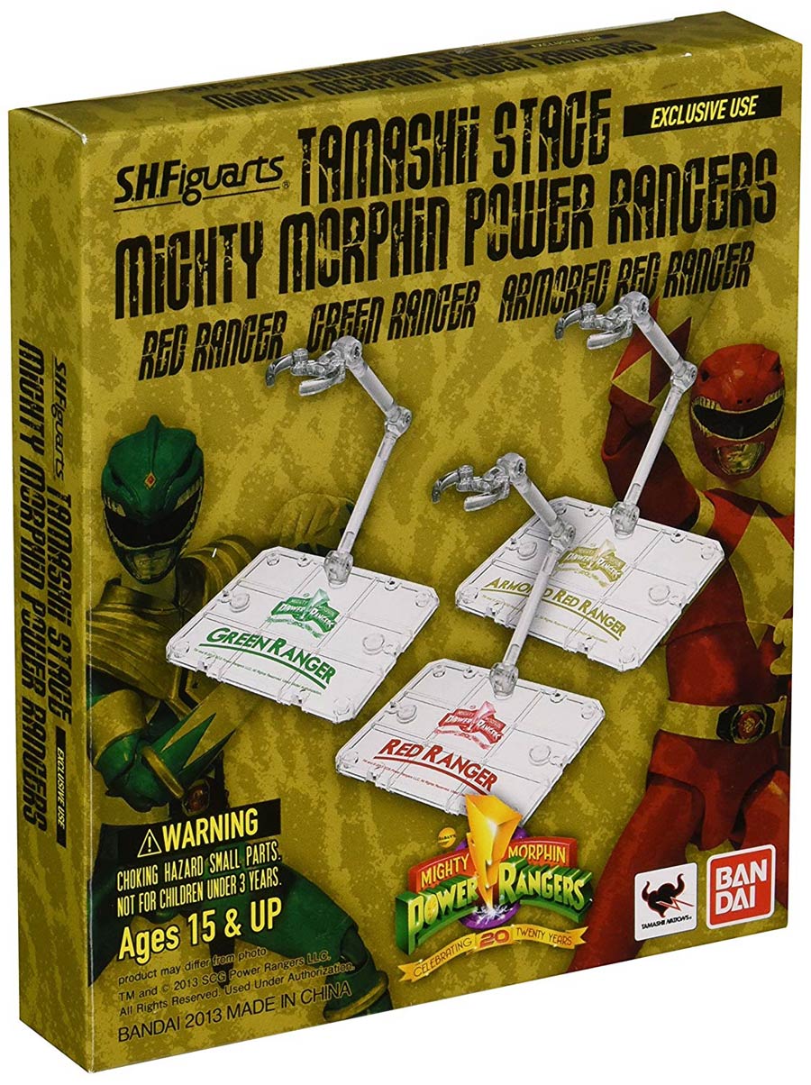 Tamashii Stage Mighty Morphin Power Rangers Bandai Exclusive 2013 3 Stand Set