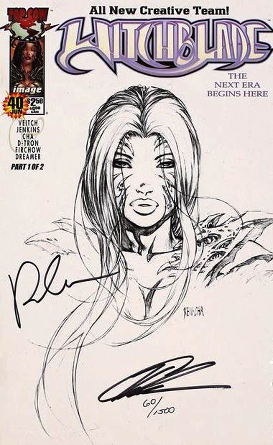 Witchblade #40 Cover G DF Sketch Cover Signed Kea Cha Rick Veitch With Certificate