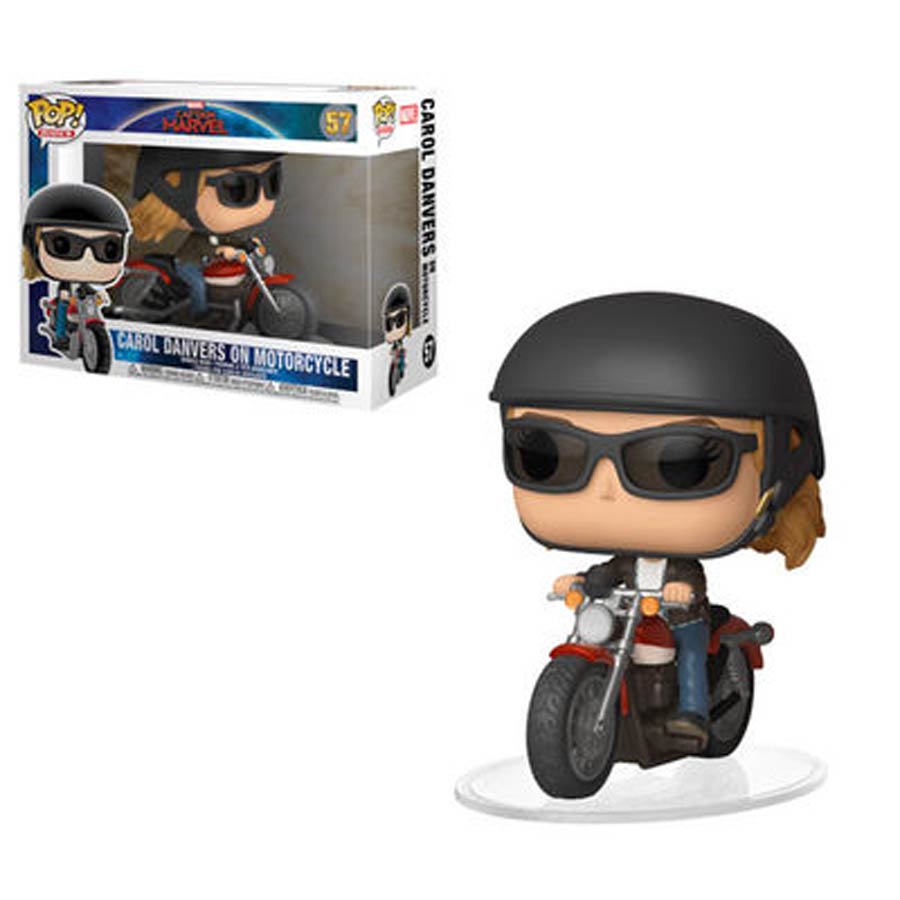 POP Rides 57 Marvel Captain Marvel Movie Carol Danvers On Motorcycle Vinyl Bobble Head