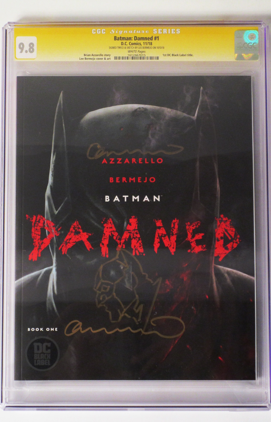 Batman Damned #1 Cover I Variant Jim Lee Cover Signed & Sketched By Lee Bermejo CGC 9.8