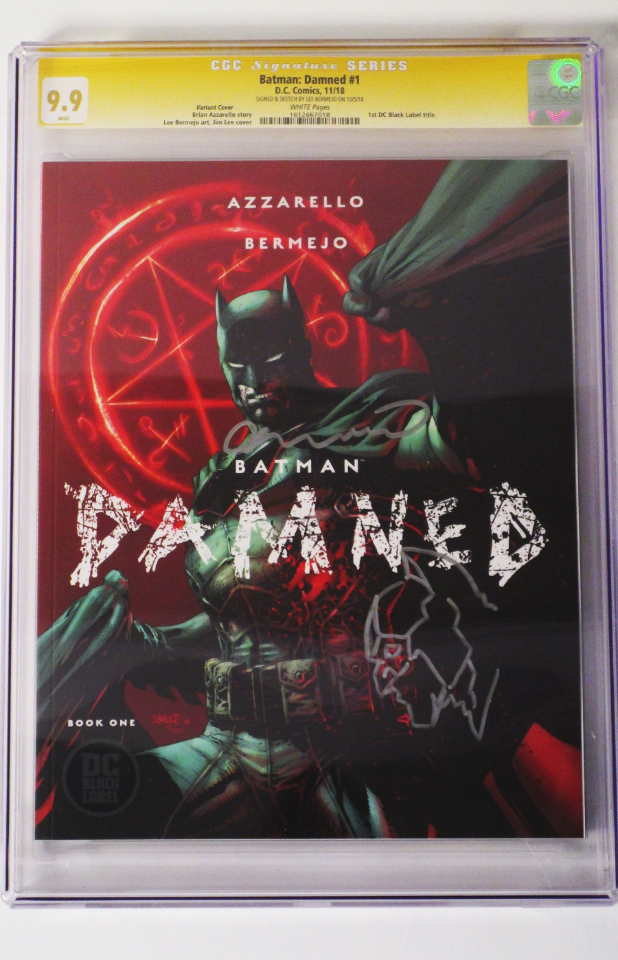 Batman Damned #1 Cover K Variant Jim Lee Cover Signed & Sketched By Lee Bermejo CGC 9.9