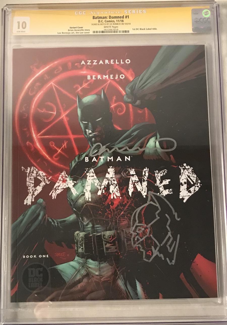 Batman Damned #1 Cover L Variant Jim Lee Cover Signed & Sketched By Lee Bermejo CGC 10