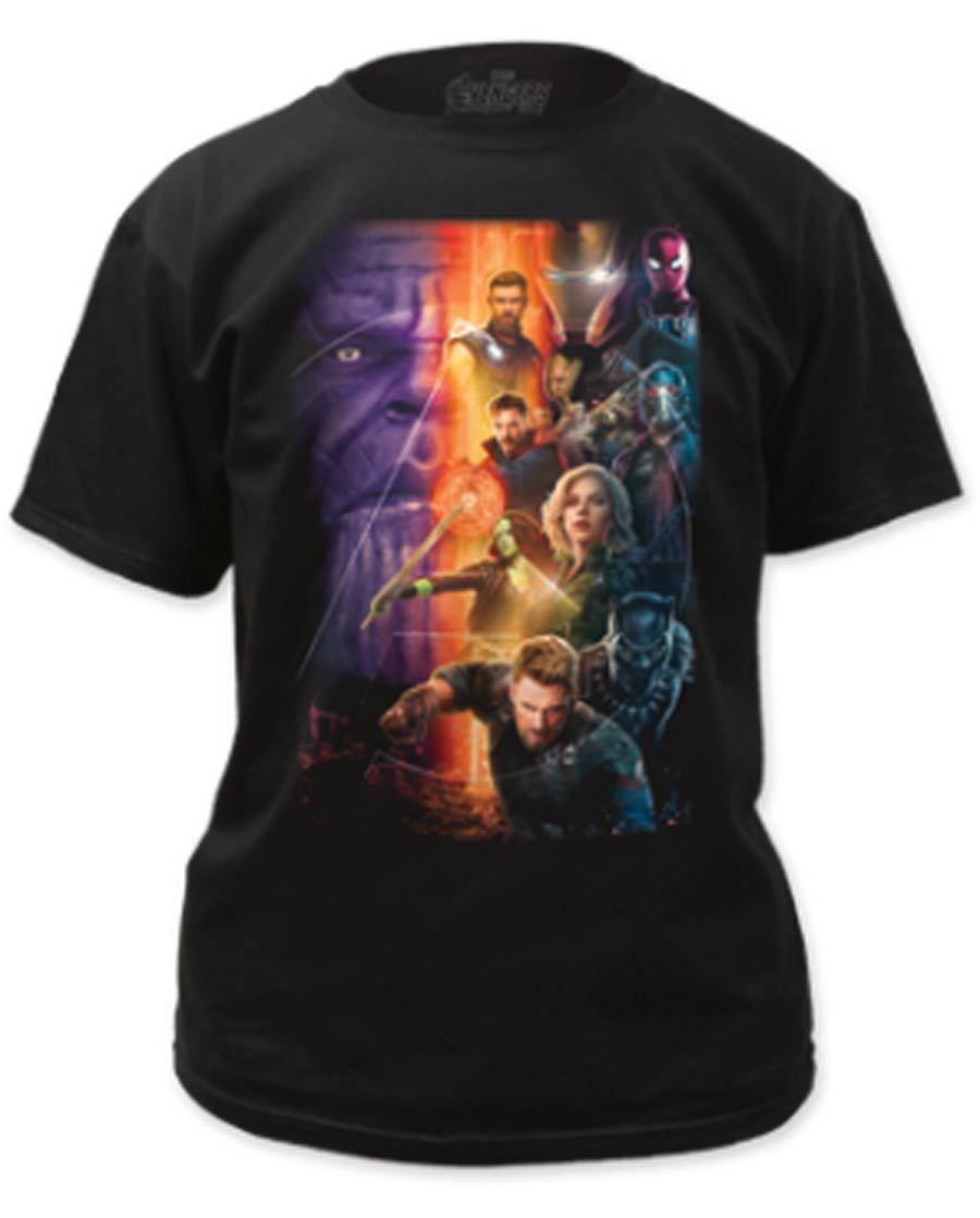 Avengers Infinity War Poster Mens Black T-Shirt Large