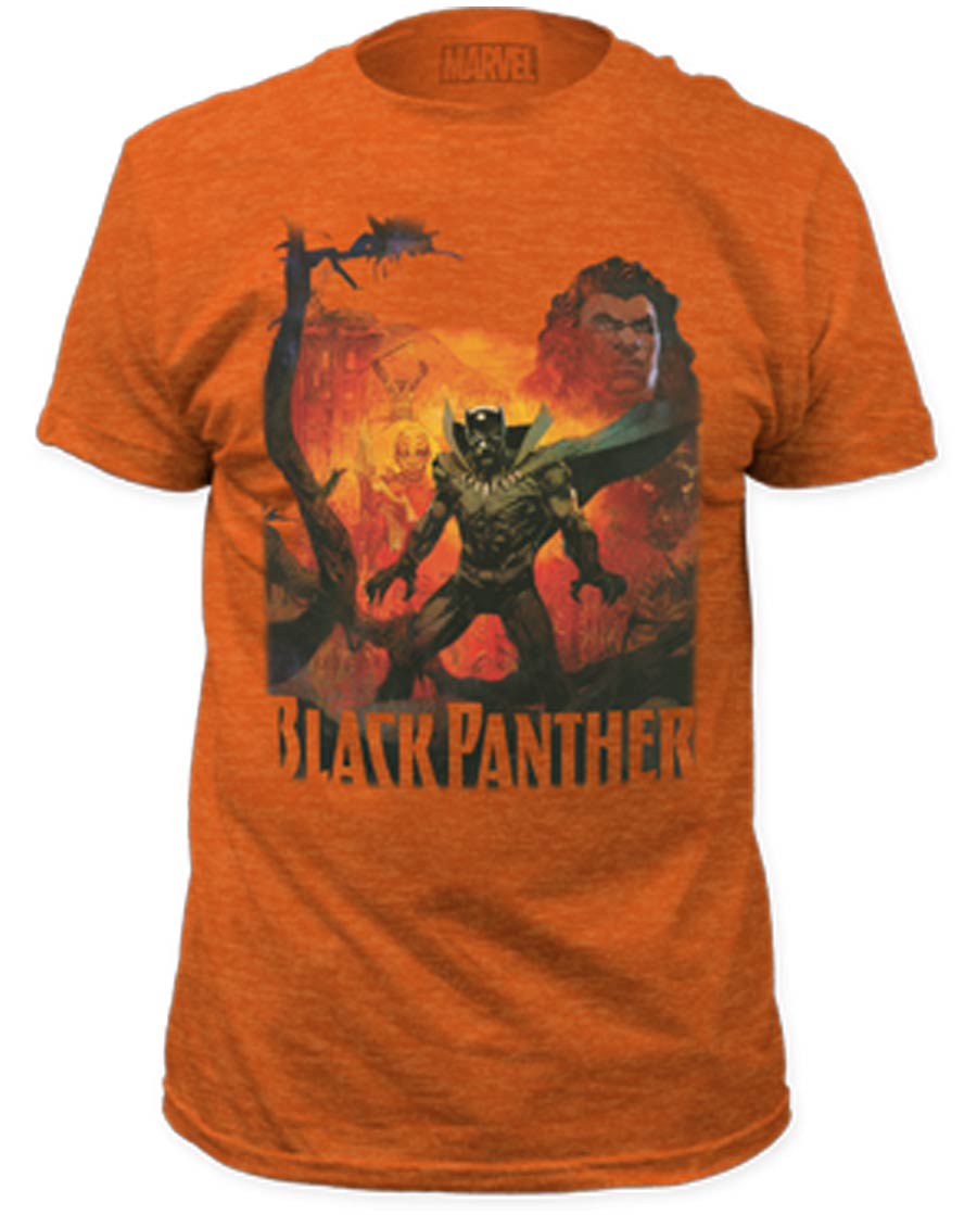 Black Panther History Of The King Fitted Jersey Heather Orange T-Shirt Large