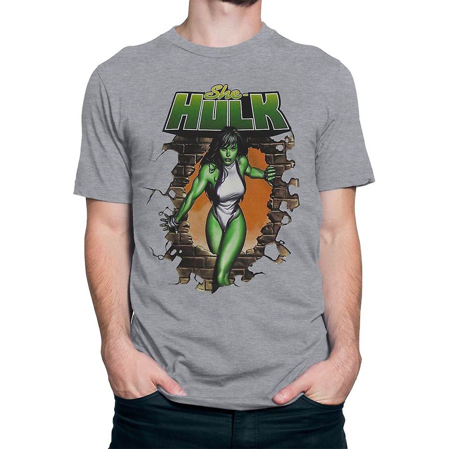 She-Hulk Bricks Fitted Jersey Athletic Heather T-Shirt Large