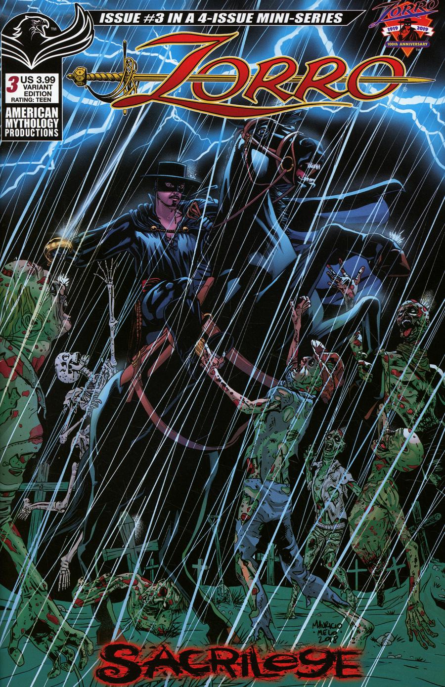 Zorro Sacrilege #3 Cover B Variant Mauricio Melo Dead Storm Rising Cover