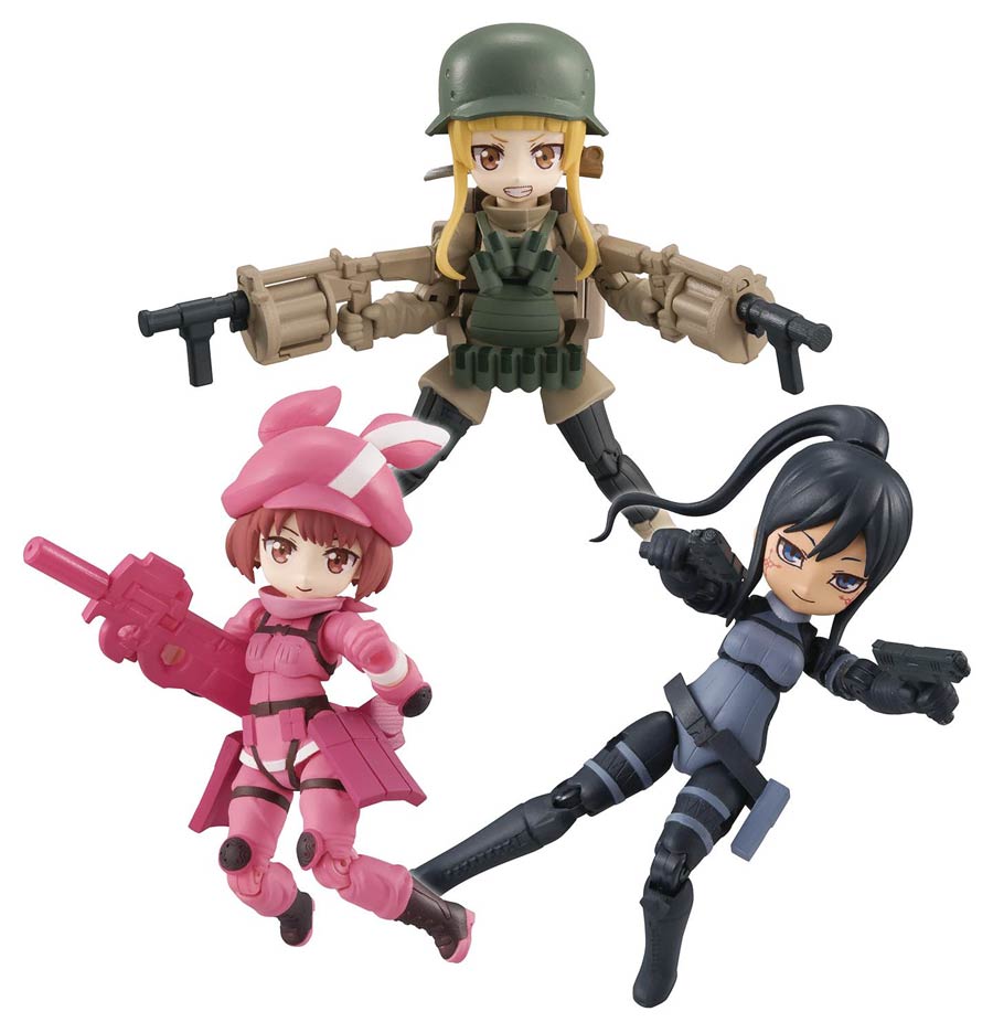 Sword Art Online Gun Gale Online Desktop Army Figure 3-Piece Display
