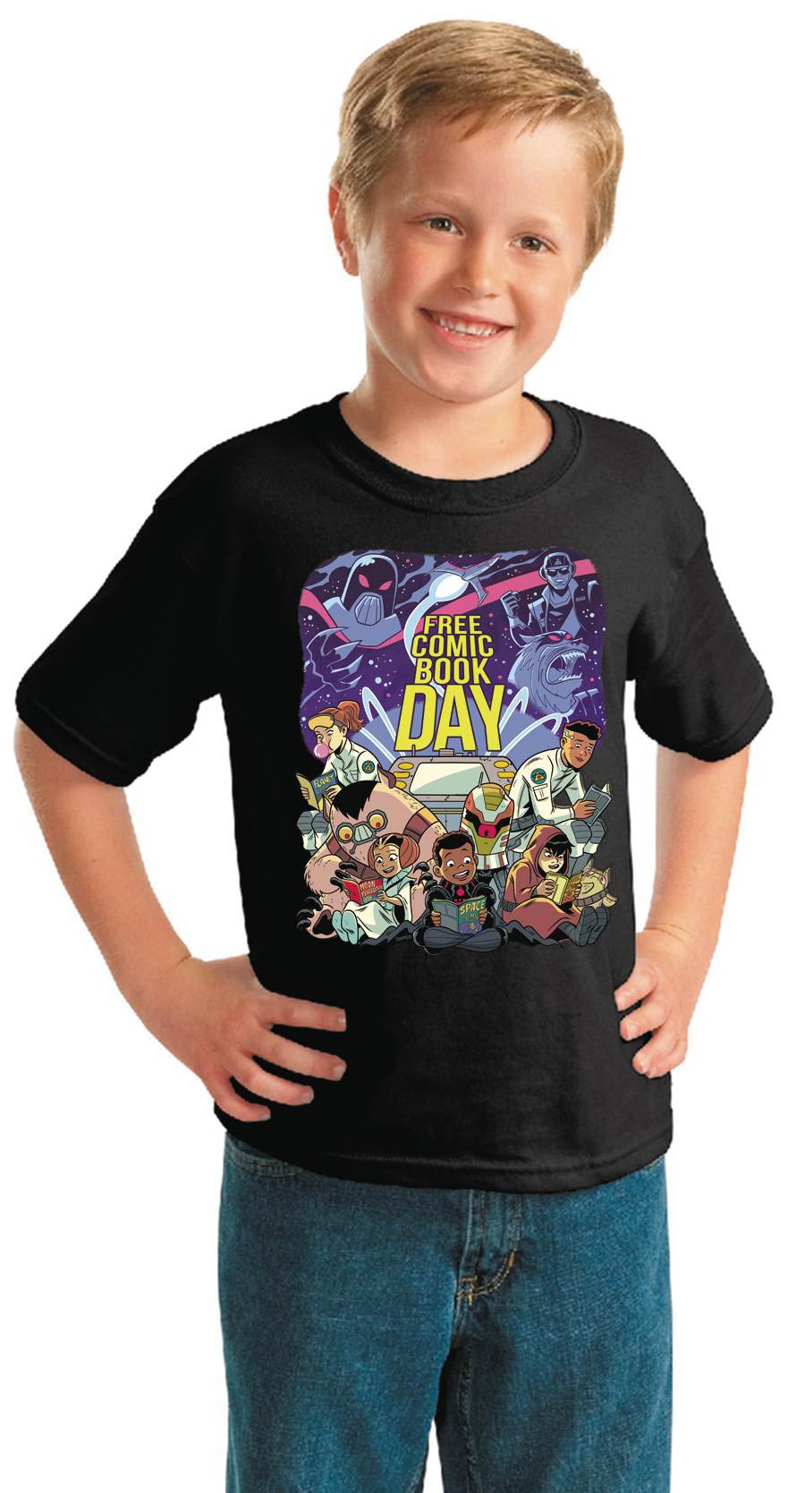 FCBD 2019 Commemorative Artist Derek Charm Black Youth T-Shirt Large
