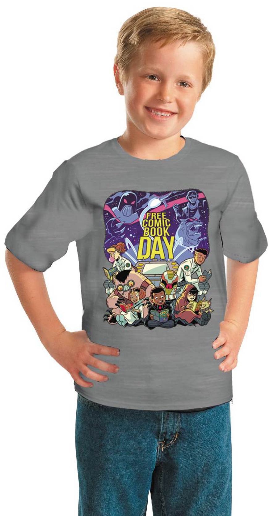 FCBD 2019 Commemorative Artist Derek Charm Heather Gray Youth T-Shirt Large