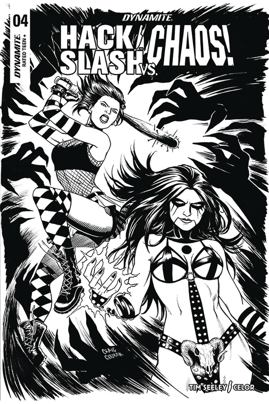 Hack Slash vs Chaos #4 Cover D Incentive Craig Cermak Black & White Cover