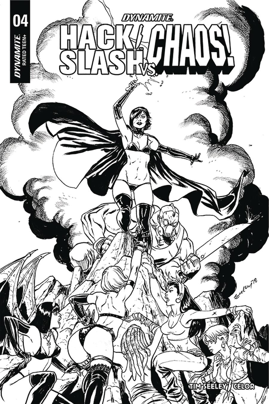 Hack Slash vs Chaos #4 Cover F Incentive Tim Seeley Black & White Cover