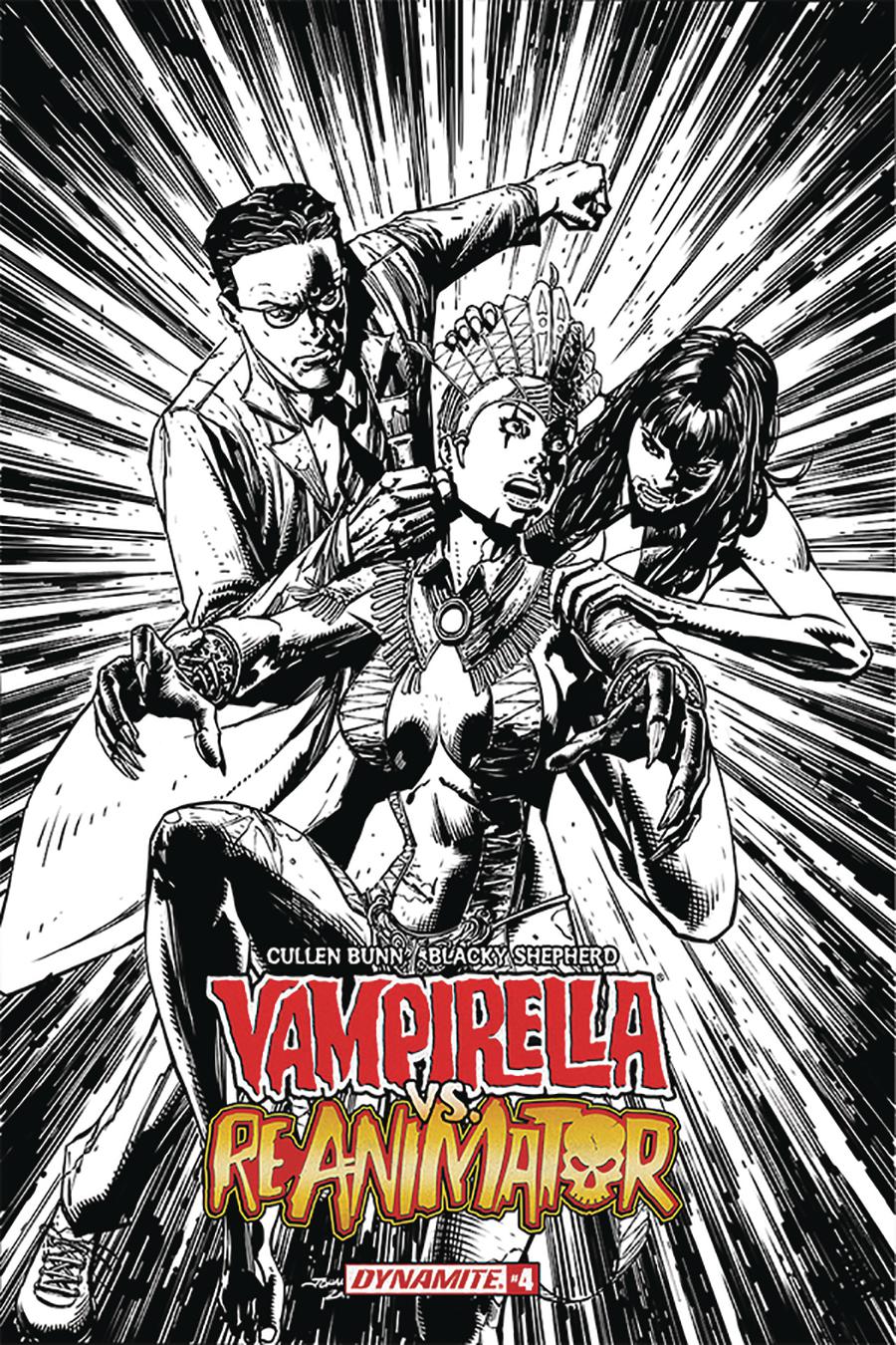 Vampirella vs Reanimator #4 Cover F Incentive Johnny Desjardins Black & White Cover