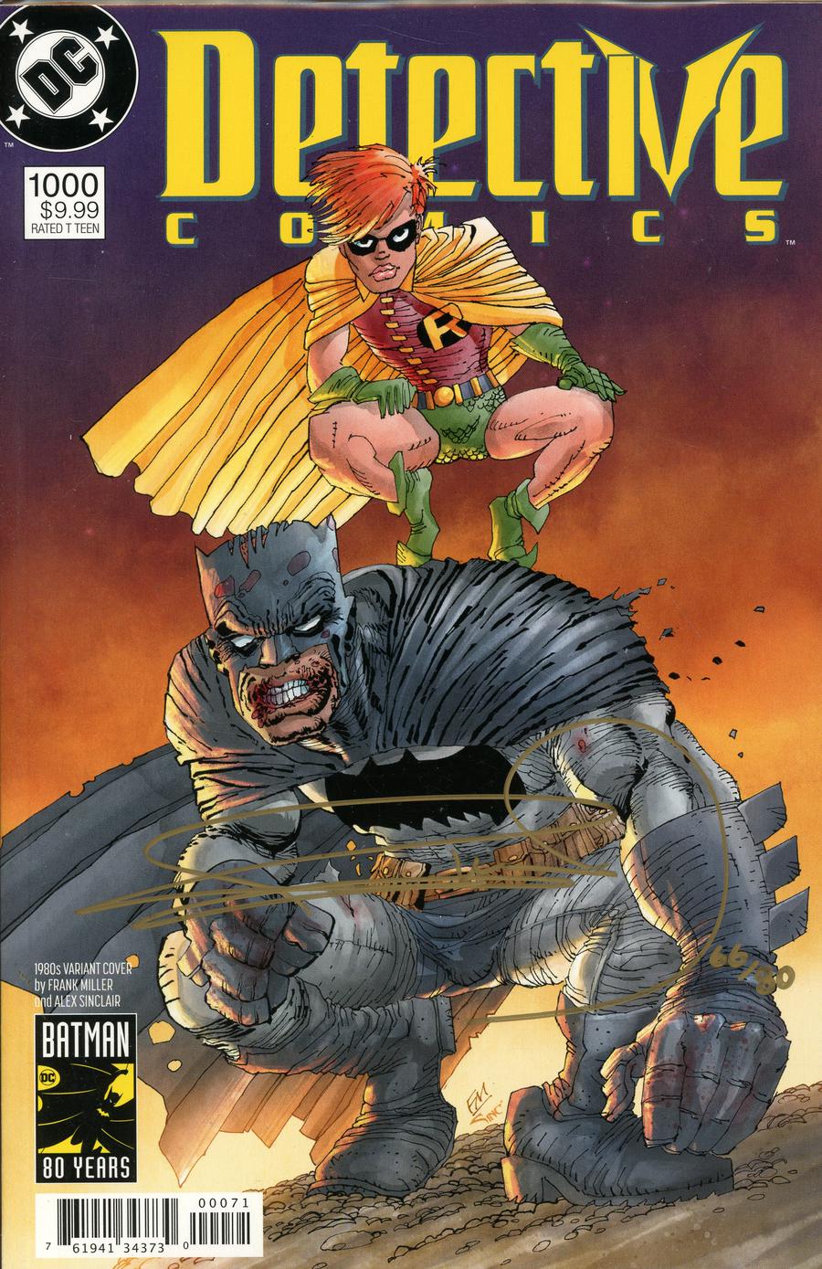 Detective Comics Vol 2 #1000 Cover V DF Frank Miller 1980s Variant Cover Signed By Frank Miller
