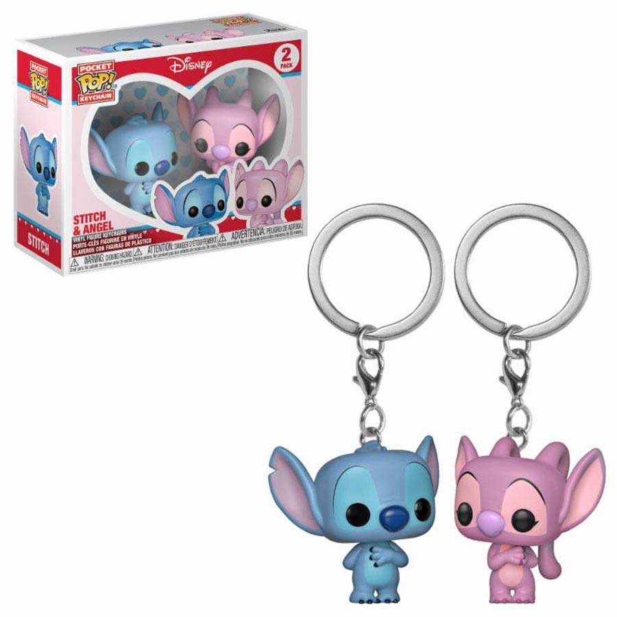 POP Disney Stitch And Angel 2-Pack Vinyl Pocket Keychain