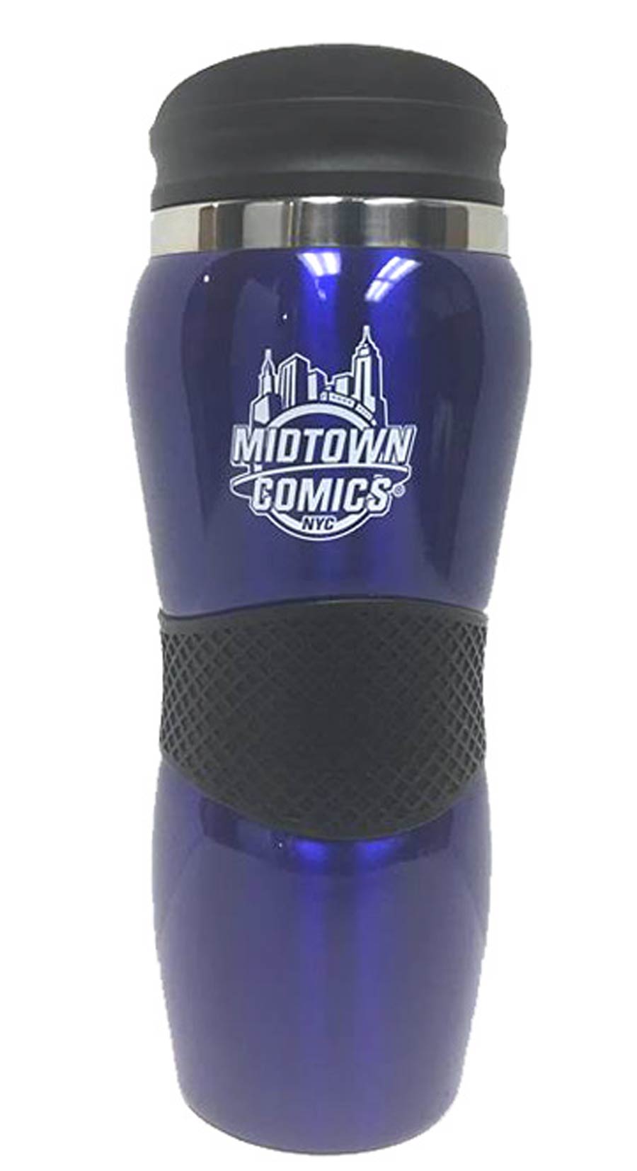 Midtown Comics White Logo On Blue Maui Gripper 14-Ounce Travel Bottle