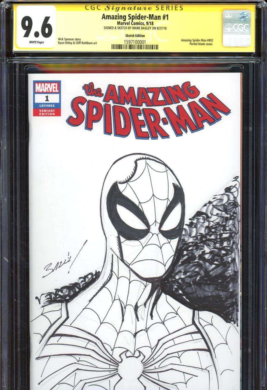 Amazing Spider-Man Vol 5 #1 Cover Z-P Variant Mark Bagley Hand-Drawn Sketch Cover CGC 9.6 (Filled Randomly)