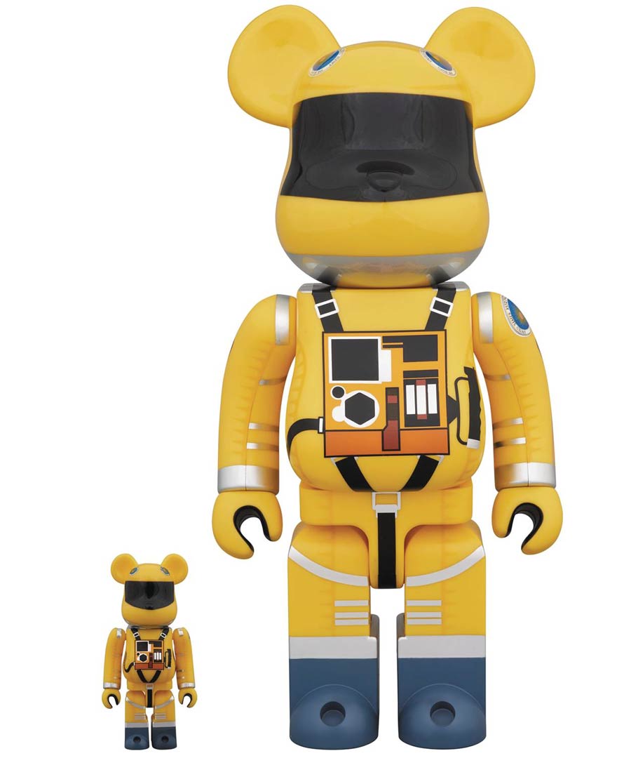2001 A Space Odyssey Space Suit 100 Percent & 400 Percent 2-Pack Bearbrick Yellow Version
