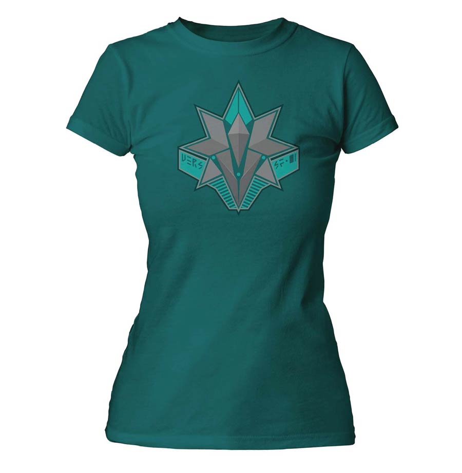Captain Marvel Teal Logo Previews Exclusive Ladies T-Shirt Large