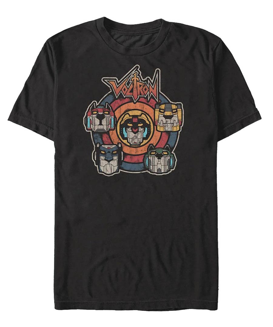 Voltron Assemble Ensemble Black T-Shirt Large