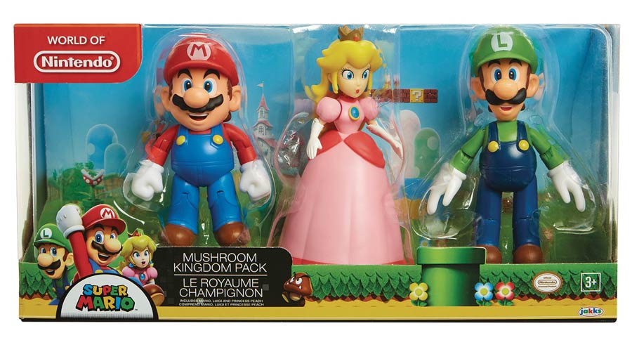 Nintendo Mushroom Kingdom Hero 4-Inch 3-Pack Action Figure Case