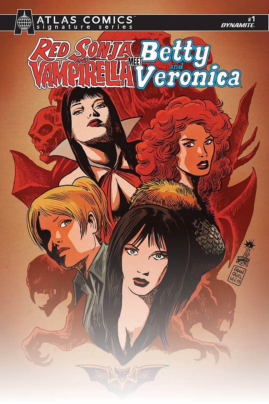 Red Sonja And Vampirella Meet Betty And Veronica #1 Cover N Atlas Edition Francesco Francavilla Variant Cover Signed By Amy Chu