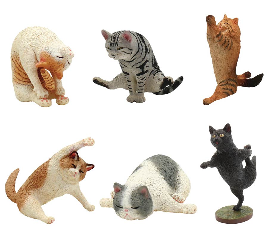 Animal Life Yoga Cat Trading Figure Blind Mystery Box 8-Piece Display