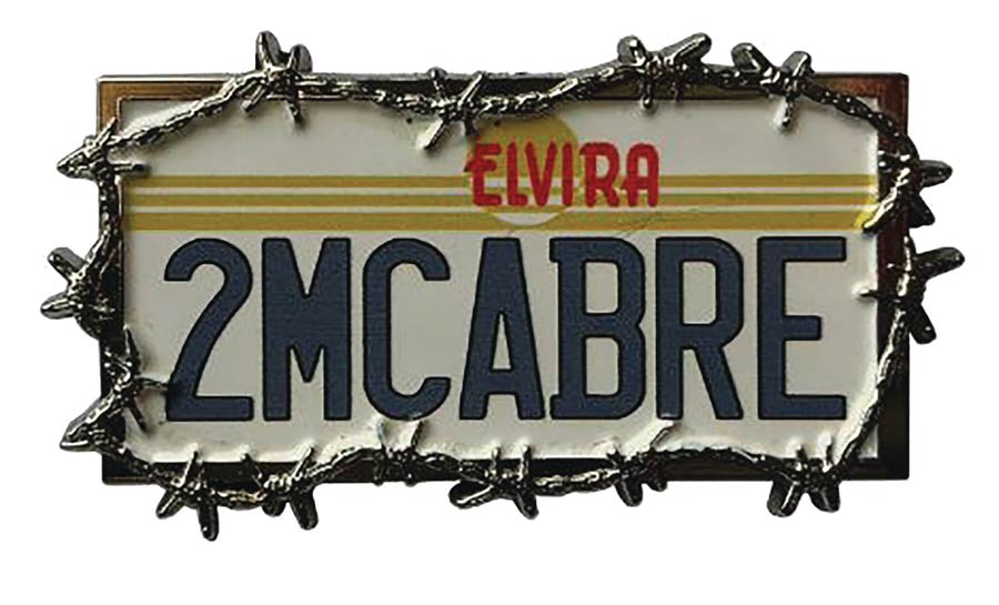 Elvira Enamel Pin - License Plate