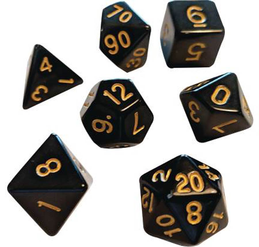 Sirius Dice Set - Solid Black And Gold Ink
