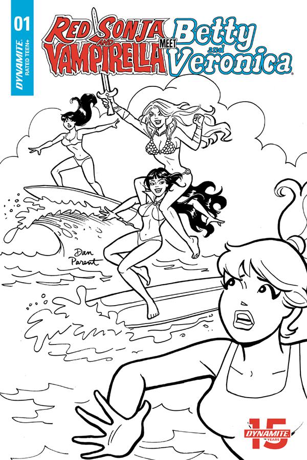 Red Sonja And Vampirella Meet Betty And Veronica #1 Cover H Incentive Dan Parent Black & White Cover