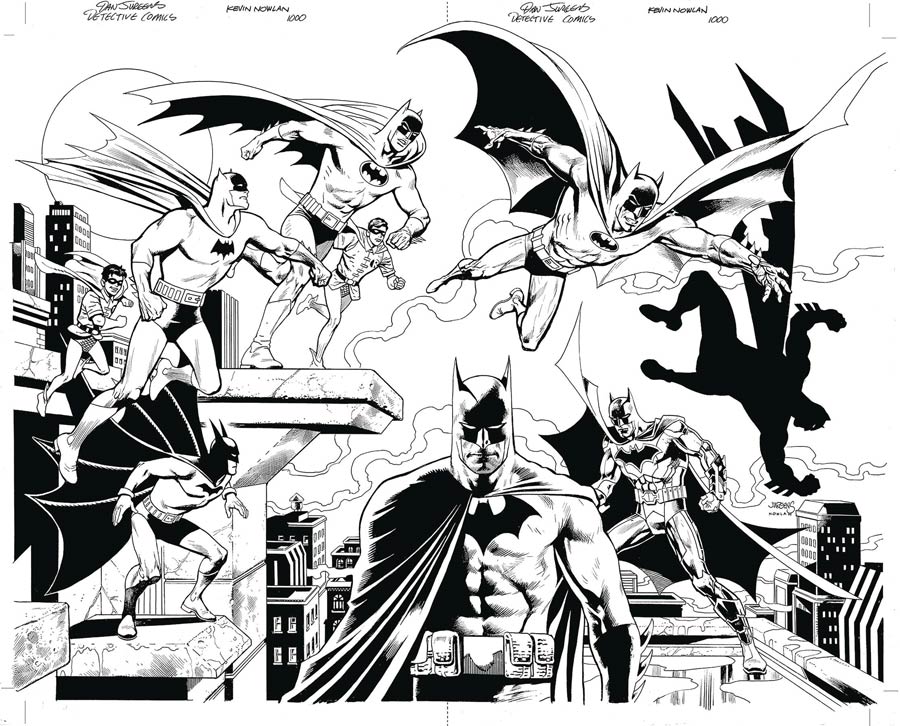 Detective Comics Vol 2 #1000 Cover Z-D DF Exclusive Dan Jurgens & Kevin Nowlan Virgin Black & White Variant Cover