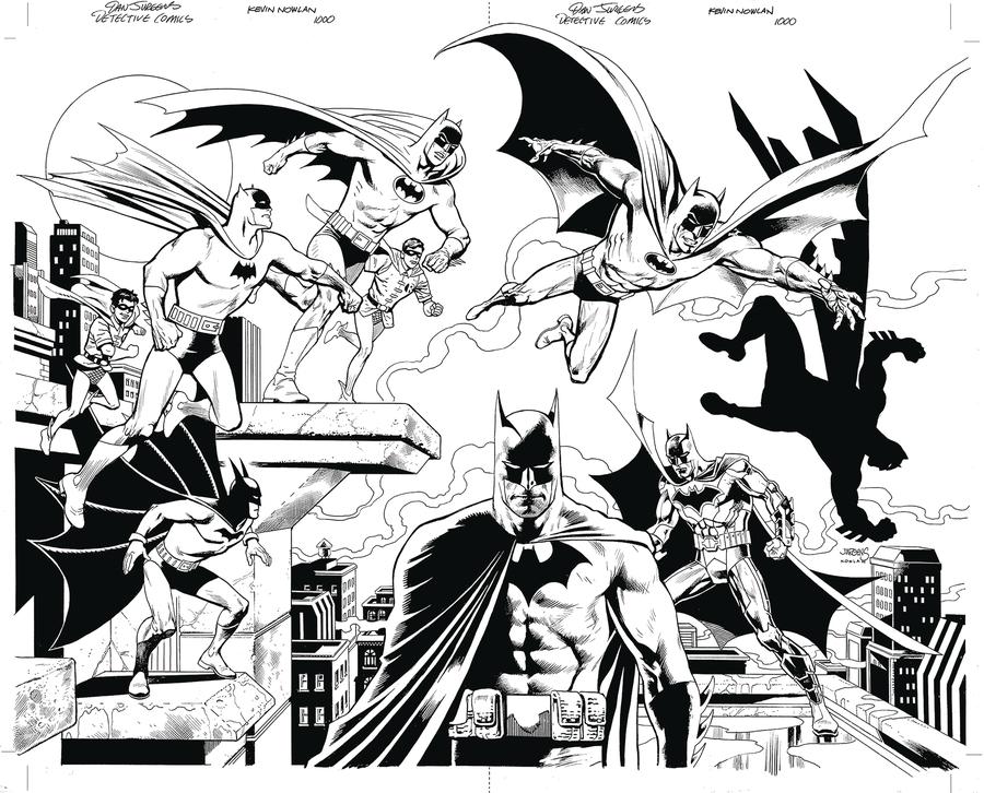 Detective Comics Vol 2 #1000 Cover Z-F DF Exclusive Dan Jurgens & Kevin Nowlan Virgin Black & White Variant Cover Gold Signature Series Signed By Tom