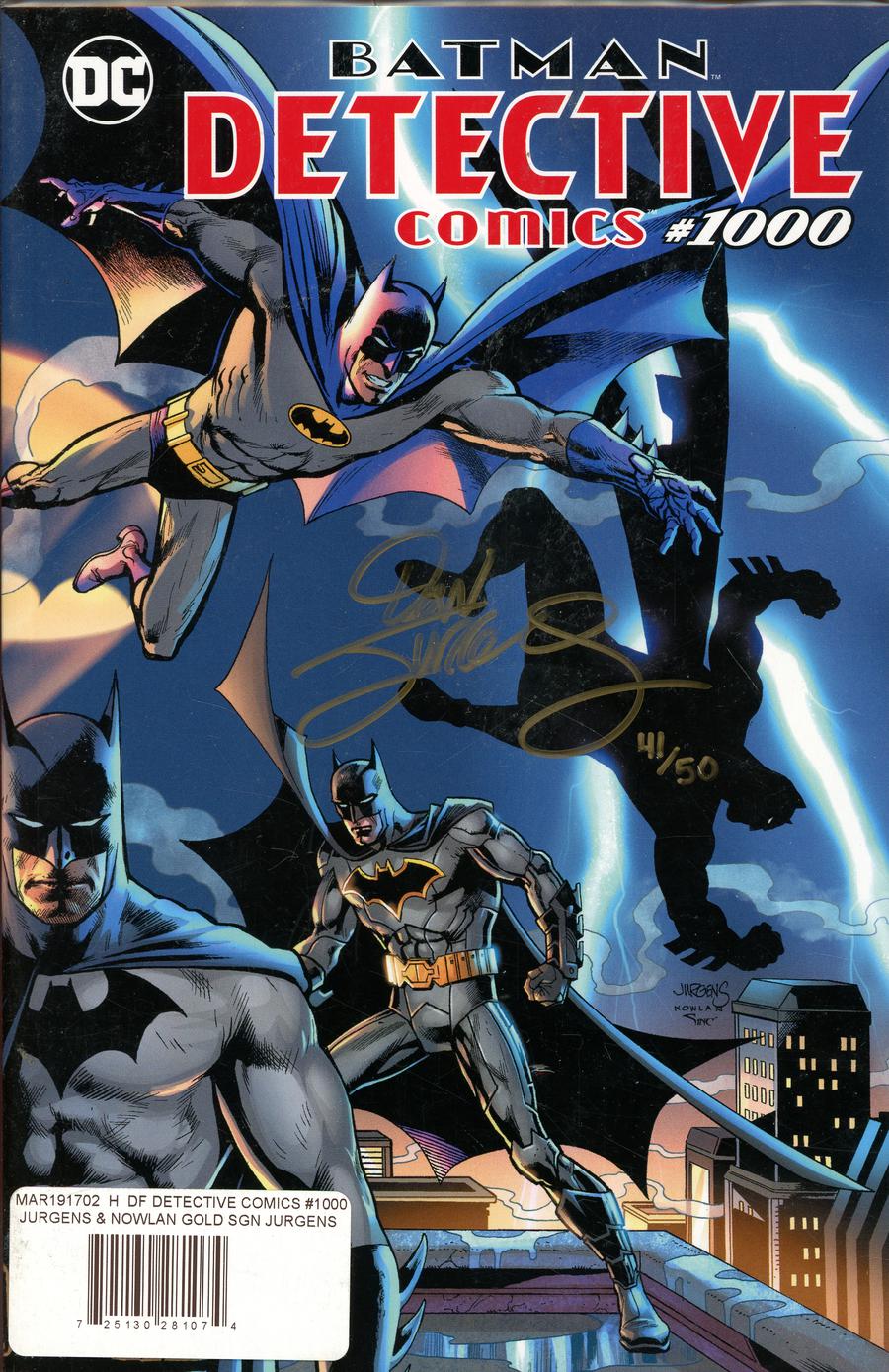 Detective Comics Vol 2 #1000 Cover Z-H DF Exclusive Dan Jurgens & Kevin Nowlan Variant Cover Gold Signature Series Signed By Dan Jurgens