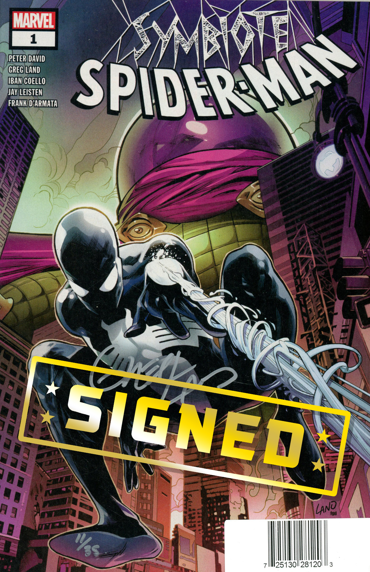 Symbiote Spider-Man #1 Cover J DF Signed By Greg Land