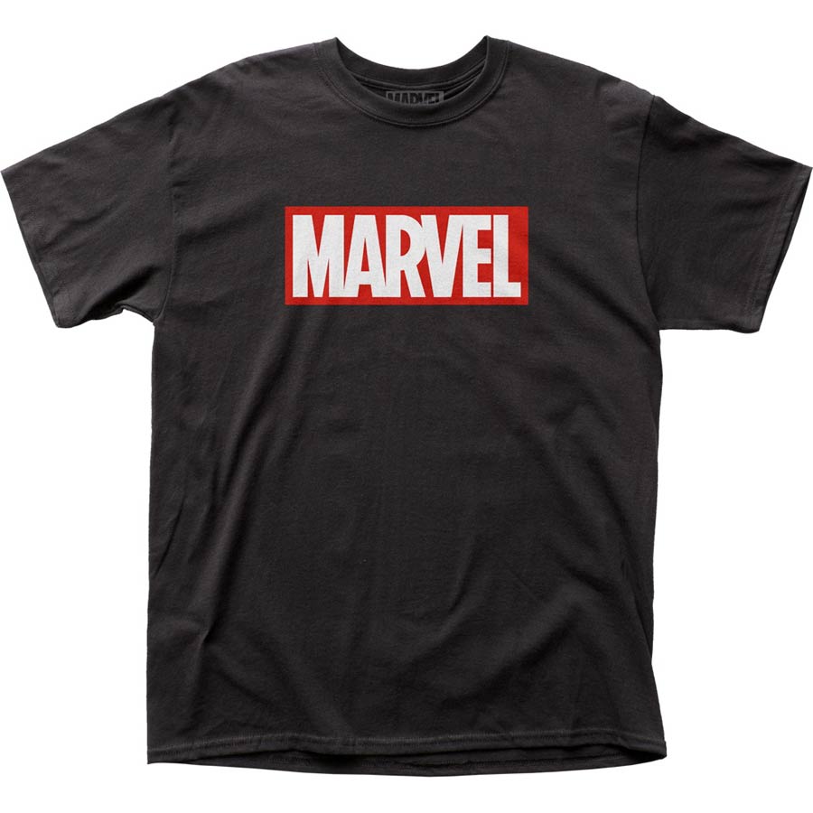 Marvel Comics Marvel Logo Black Mens T-Shirt Large