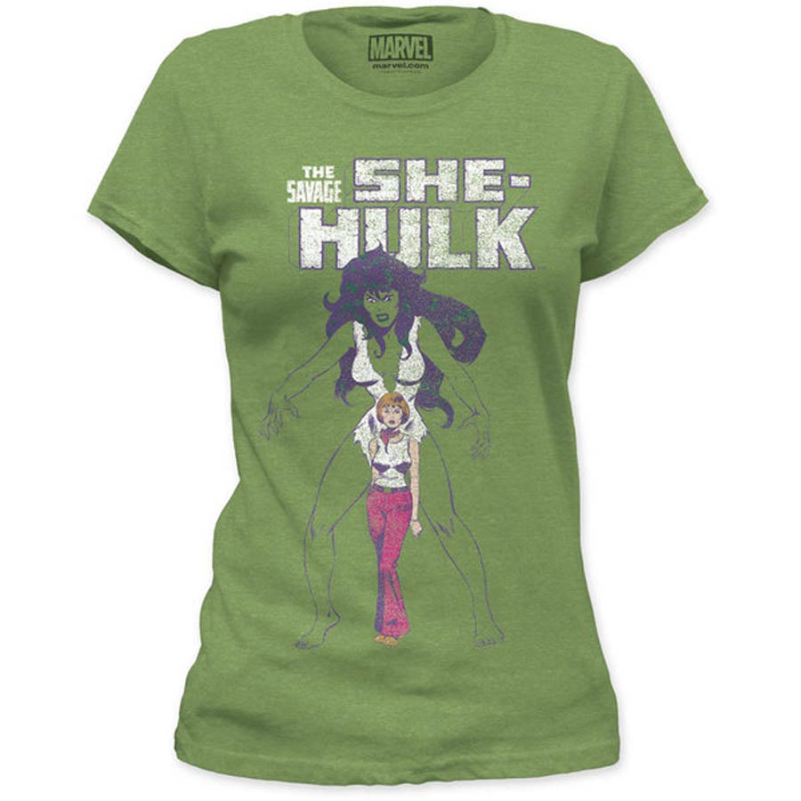 She-Hulk The Savage Heather Green Juniors T-Shirt Large