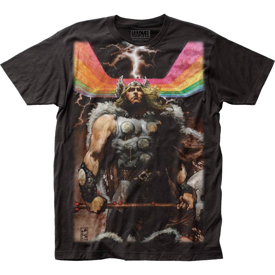 Thor Rainbow Big Print Subway Black T-Shirt Large