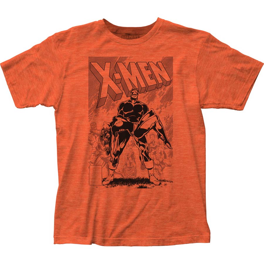 X-Men Death Of Phoenix Fitted Jersey Heather Orange T-Shirt Large
