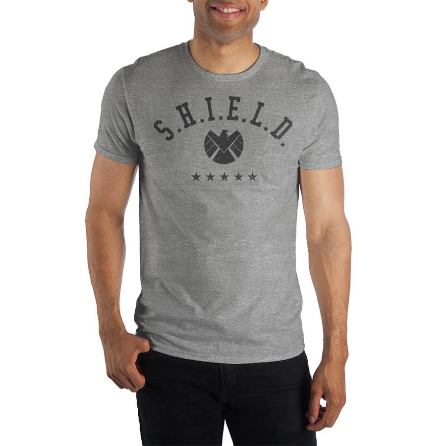 Captain Marvel S.H.I.E.L.D Grey T-Shirt Large