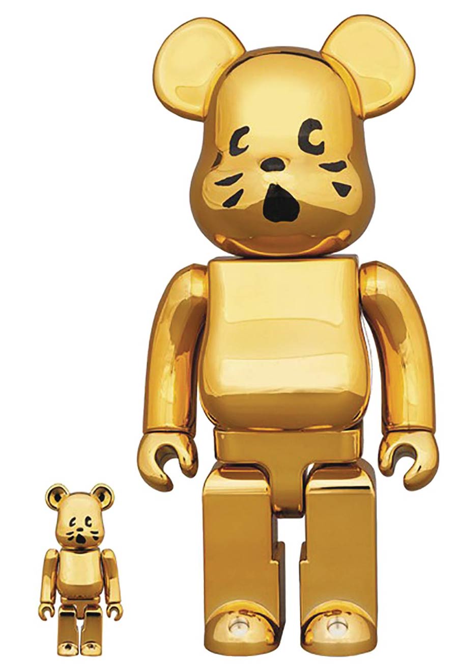 Nya Flocky Gold-Plated 100 Percent & 400 Percent 2-Pack Bearbrick